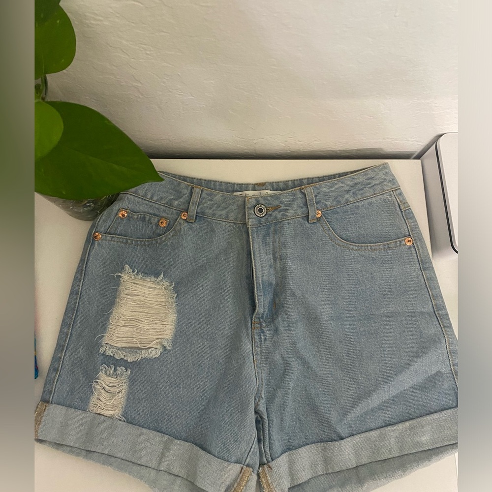 Stella Laguna Beach Light Blue Distressed Jean Shorts